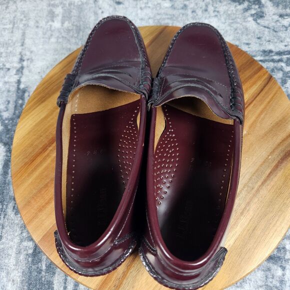 LL Bean Cordovan Penny Loafers Beef Roll Burgundy Oxblood Leather Men’s 9.5 EE main image 4
